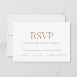 ホワイト金ゴールドモノグラムモダンウェディングRSVP 出欠カード