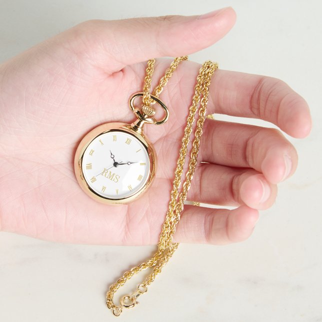 ホワイト金ゴールドモノグラムレディースネックレスウォッチ 腕時計 (White Gold Monogram Womens Ladies Necklace Watch)