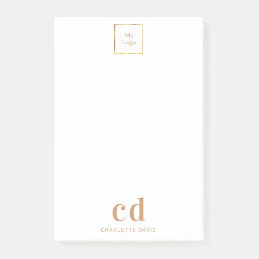 ホワイト金ゴールドモノグラム事業ロゴ会社 ポストイット (正面)