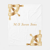 ホワイト金ゴールドヨットボート名のハンドル フリースブランケット (正面)