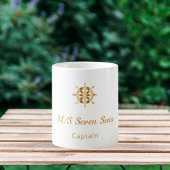 ホワイト金ゴールドヨットボート名ステアリングホイールキャプテン コーヒーマグカップ
