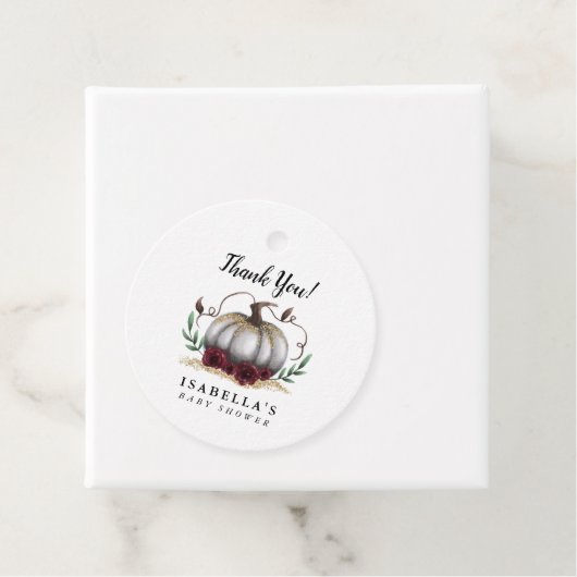 ホワイト金ゴールドリトルカボチャ赤ちゃんシャワーメッセージカード フェイバータグ (インサイチュ)