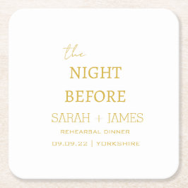ホワイト金ゴールドリハーサル前の夜ディナーパーティー スクエアペーパーコースター