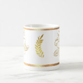 ホワイト金ゴールドリムドフローラコーヒーマグ コーヒーマグカップ (中央)