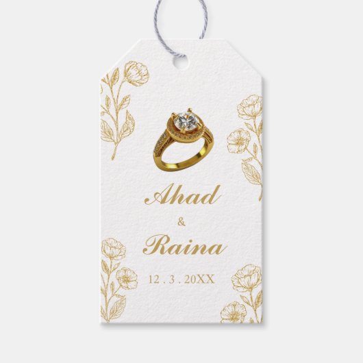 ホワイト金ゴールドリングや輪婚約ありがとうギフトラベル ギフトタグ (正面)