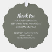 ホワイト金ゴールドリースビジネスホリデーグリーティング紙 オーナメントカード (裏面)