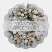 ホワイト金ゴールドリースビジネスホリデーグリーティング紙 オーナメントカード (正面)