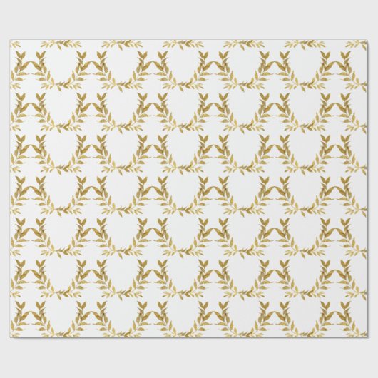 ホワイト金ゴールドリーフモノグラムエレガントシック結婚ズ ラッピングペーパー (フラット)