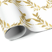 ホワイト金ゴールドリーフモノグラムエレガントシック結婚ズ ラッピングペーパー (ロールコーナー)