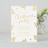 ホワイト金ゴールドリーフ企業のクリスマスパーティー 箔招待状 (立ち正面)