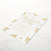 ホワイト金ゴールドリーフ企業のクリスマスパーティー 箔招待状 (回転した状態)