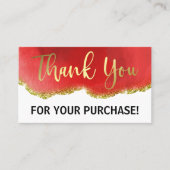 ホワイト金ゴールドレッドアゲートグリッターありがとうご注文 名刺 (正面)