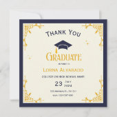 ホワイト金ゴールドヴィンテージの卒業サンキューカード サンキューカード (正面)