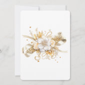 ホワイト金ゴールドヴィンテージカー&花模様ブライダルシャワー 招待状 (裏面)