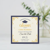 ホワイト金ゴールドヴィンテージ卒業日保存 セーブザデート (スタンド正面)