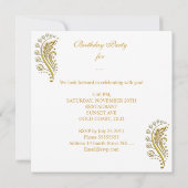 ホワイト金ゴールド任意の年齢エレガントな誕生日パーティーフローラ 招待状 (裏面)