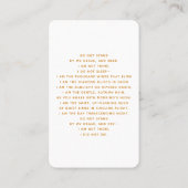 ホワイト金ゴールド写真十字葬式祈りの言葉カード 名刺 (裏面)