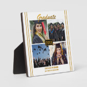 ホワイト金ゴールド卒業4フォトコラージュ記念 フォトプラーク (正面)