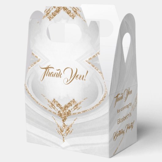 ホワイト金ゴールド大理石サンキュー誕生日お願いボックス フェイバーボックス (オープン)