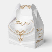 ホワイト金ゴールド大理石サンキュー誕生日お願いボックス フェイバーボックス (正面サイド)