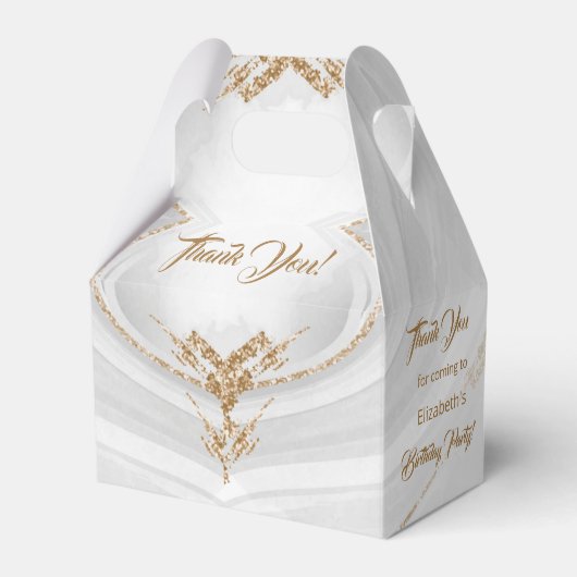 ホワイト金ゴールド大理石サンキュー誕生日お願いボックス フェイバーボックス (正面サイド)