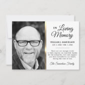 ホワイト金ゴールド悔やみや弔慰葬儀記念ありがとう写真 サンキューカード (正面)