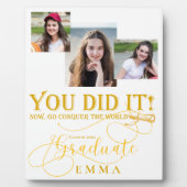 ホワイト金ゴールド数々の卒業写真記念ギフト フォトプラーク (正面)