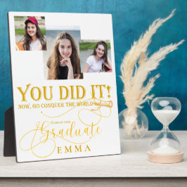 ホワイト金ゴールド数々の卒業写真記念ギフト フォトプラーク