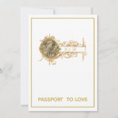 ホワイト金ゴールド旅行結婚のリハーサルディナー 招待状 (裏面)