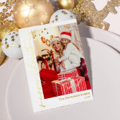 ホワイト金ゴールド書道写真楽しいクリスマスフォイル 箔シーズンカード