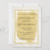 ホワイト金ゴールド枠フォーマル企業のオープンハウス 招待状 (正面)