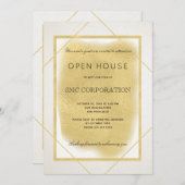 ホワイト金ゴールド枠フォーマル企業のオープンハウス 招待状 (正面/裏面)
