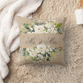 ホワイト金ゴールド植物学フローラリネンさん素朴 クッション (ブランケット)
