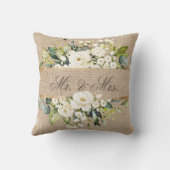 ホワイト金ゴールド植物学フローラリネンさん素朴 クッション (裏面)