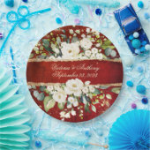 ホワイト金ゴールド植物性フローラ素朴レッド結婚ズ ペーパープレート (パーティー)