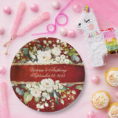 ホワイト金ゴールド植物性フローラ素朴レッド結婚ズ ペーパープレート (パーティー)