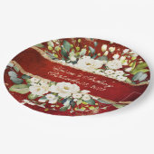 ホワイト金ゴールド植物性フローラ素朴レッド結婚ズ ペーパープレート (アングル)