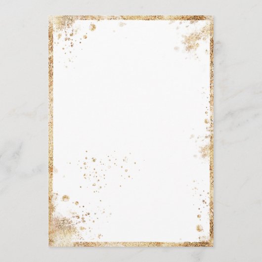 ホワイト金ゴールド植物性フローラ素朴結婚ズ 招待状 (裏面)