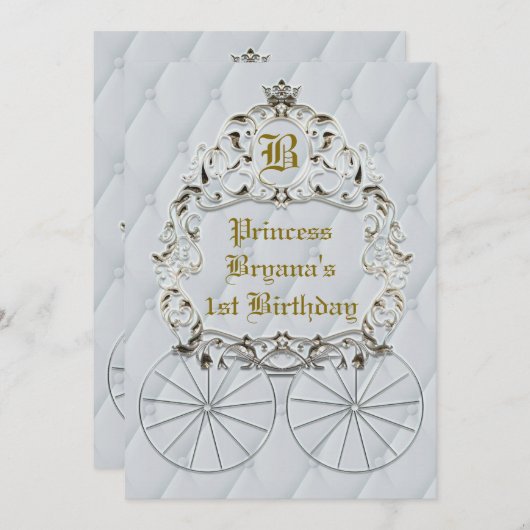 ホワイト金ゴールド王室のクラウンキャリッジパーティの招待状 招待状 (正面/裏面)