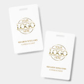 ホワイト金ゴールド社員IDとビジネスカスタムロゴ バッジ (正面&裏面)