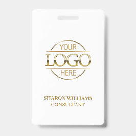 ホワイト金ゴールド社員IDとビジネスカスタムロゴ バッジ