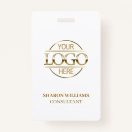 ホワイト金ゴールド社員IDとビジネスカスタムロゴ バッジ