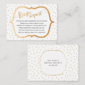 ホワイト金ゴールド紙吹雪ブライダルシャワーレシピ要求 エンクロージャーカード (正面/裏面)