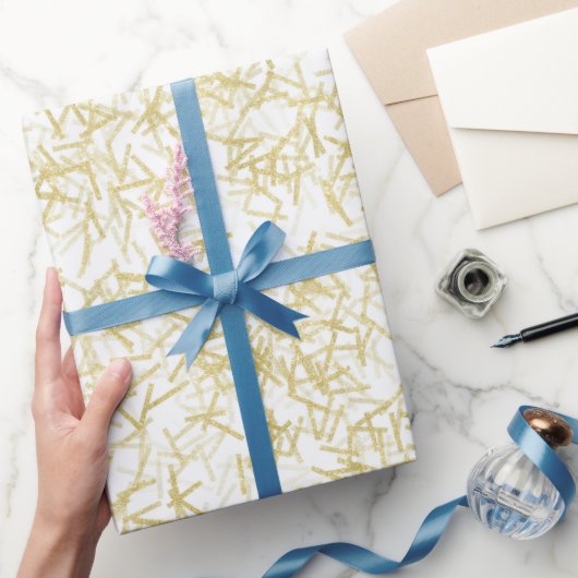 ホワイト金ゴールド紙吹雪ミュージックノート誕生日 ラッピングペーパー (ギフト)