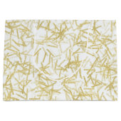 ホワイト金ゴールド紙吹雪ミュージックノート誕生日 ラージペーパーバッグ (正面)