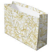 ホワイト金ゴールド紙吹雪ミュージックノート誕生日 ラージペーパーバッグ (裏面アングル)