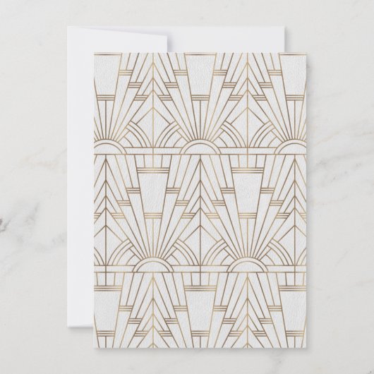 ホワイト金ゴールド素晴らしギャツビーアールデコウェディングレセプション 招待状 (裏面)