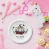 ホワイト金ゴールド素朴パンプキンベビーシャワー ペーパープレート (パーティー)