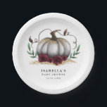ホワイト金ゴールド素朴パンプキンベビーシャワー ペーパープレート<br><div class="desc">赤ち素朴ゃんエレガントのシャワー紙プレートで、白いカボチャに秋の濃い花と金ゴールドグリッター。カスタマイズこの製品には、お母さんの名前とイベント日を加えます。秋のデザインはシャ男女兼用ワーに最適。</div>