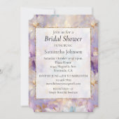 ホワイト金ゴールド紫ブルーフェミニンフローラ 招待状 (正面)